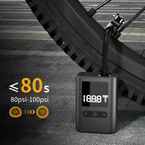 Digital Display Air Pump | Compact Portable Electric Inflator | 100 PSI with Auto Stop | Black