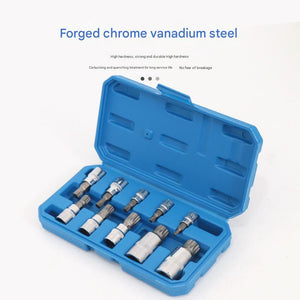 Spline Bit Socket Set 10-Piece | M-Type | Chrome Steel | Storage Case | Blue Finish