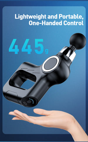 Percussion Massage Gun | Professional Deep Tissue | 30 Speeds | 6 Heads & LCD Touch Screen | Grey Finish