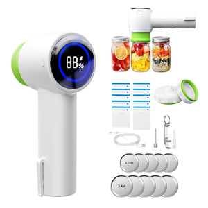 Vacuum Sealer & Inflator | Handheld with LED Display | For Food Storage, Jars, Bags & Balls | White