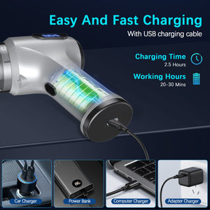 Cordless Handheld Vacuum & Air Duster 2-in-1 | 12000Pa Suction | 70,000 RPM | USB-C Rechargeable | Silver