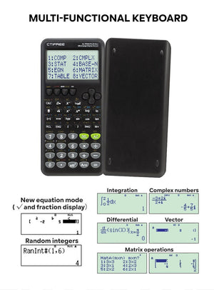 Scientific Calculator | 417 Functions | Large Natural Textbook Display | Black Finish
