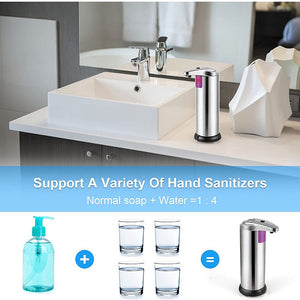 Touchless Automatic Soap Dispenser | Stainless Steel | Adjustable Volume Infrared Sensor | Kitchen & Bathroom | Silver