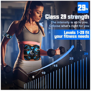 EMS Muscle Stimulator Kit | Ultimate USB Rechargeable | Abs, Arms, Glutes | Black & Orange