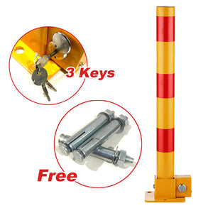 Red Parking Bollard Locker | Key Alike Lock | Fold Down Vehicle Security Barrier