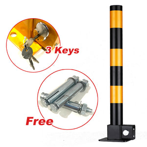 Fold Down Parking Lock | Black | Vehicle Security Barrier with Bollard Locker
