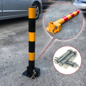 Fold Down Parking Lock | Black | Vehicle Security Barrier with Bollard Locker