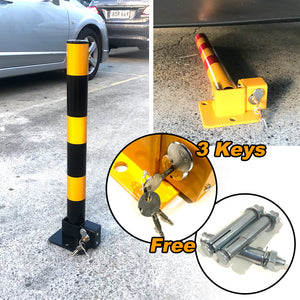Fold Down Parking Lock | Black | Vehicle Security Barrier with Bollard Locker