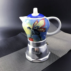 Fairy Vintage Porcelain Ceramic Italian Stove Top Espresso Coffee Maker | 3-4 Cups | 200ml