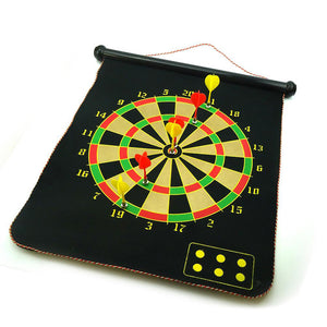 17" Magnetic Roll-Up Dart Board with 6 Darts | Double-Sided Game