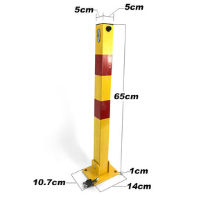 Square Fold Down Parking Post | Heavy Duty Security Barrier | 3 Keys Included
