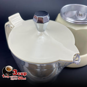 Latest Styles Electric Aluminum Espresso Moka Coffee Maker | 3 Cups | Italian Classic | Cream Finish