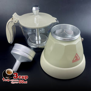 Latest Styles Electric Aluminum Espresso Moka Coffee Maker | 3 Cups | Italian Classic | Cream Finish