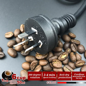 Black Electric Moka Coffee Maker | Espresso Machine | 6 Cups | Auto Power | Italian Classic