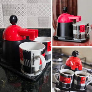 Red Mini Espresso 2-Cup Ceramic Coffee Maker | Moka Coffee Maker | Italian Classic Design