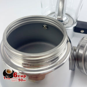 Borosilicate Glass Stainless Steel Moka Pot Coffee Maker | Italian Espresso | 6 Cups