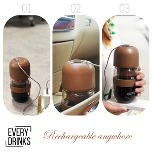 Brown All-in-1 Anywhere Portable Drip Pour Over Coffee Maker + Electric Grinder + Juice Blender | Freshly Ground Coffee