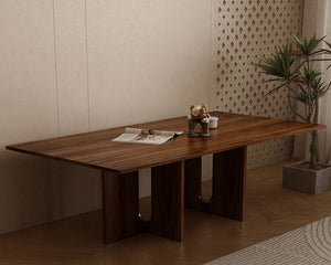 Dining Table | Walnut Melamine Finish | 8 Seater | Large Rectangular Dining Room Table