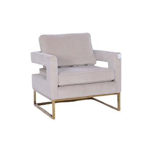 Golden Framed Bottom Armed Accent Chair | Grey | Elegant Home Decor Seating