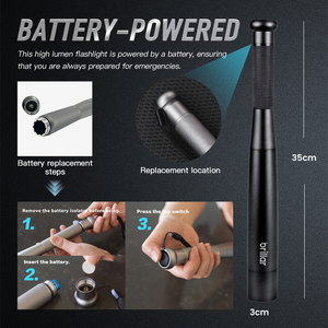 Brillar Aluminium Long Torch | Black