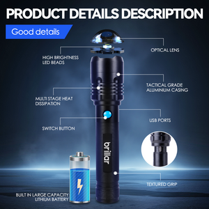 Brillar Commander | 4000 Lumen USB Rechargeable Torch