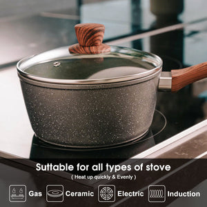 5-Piece Non-Stick Marble Coating Cookware Set | Saucepan, Casserole, Fry Pan