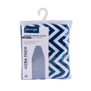 Ironing Board Cover | 47x135cm | Blue Chevron | Heat-Resistant Fabric | Universal Fit