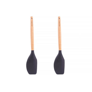 2-Piece Beechwood & Silicone Spatula Set | Charcoal