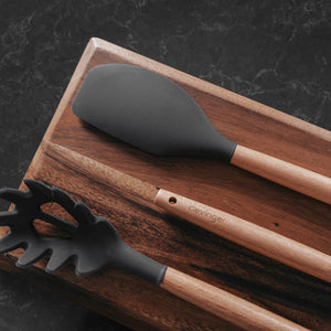 2-Piece Beechwood & Silicone Spatula Set | Charcoal