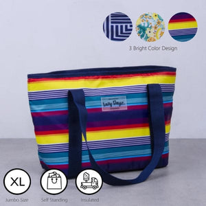 6L Food Safe Insulated Jumbo Cooler Tote | Rainbow | Large Capacity