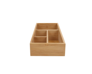 Bamboo Storage Box | 4 Slots | Versatile Organizer for Home & Office