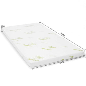 6cm Memory Foam Mattress Topper | Bamboo Cover | Single Size
