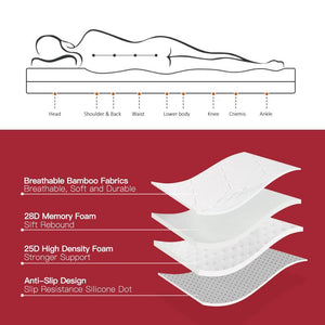 6cm Memory Foam Mattress Topper | Bamboo Cover | Double Size