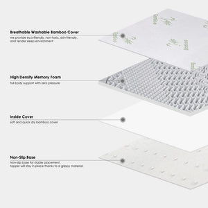 6cm Memory Foam Mattress Topper | Bamboo Cover | Queen Size