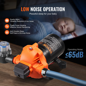 Diaphragm Pump 3GPM | 11.36 L/min | 3-Chamber Water Pump with Pressure Switch