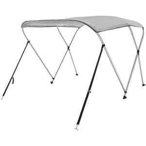 Bimini Top Boat Cover 3 Bow | 900D Polyester Canopy & Aluminum Frame | 6'L x 46"H x 67"-72"W | Light Grey