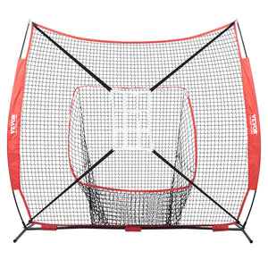 Baseball Practice Net | 7x7ft Portable Training Net with Strike Zone, Ball, Tee & Collector | Softball & Baseball Use