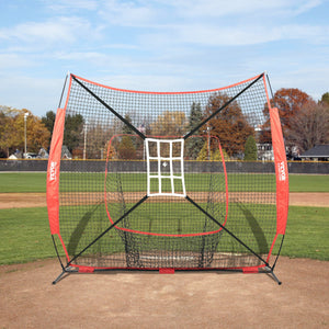 Baseball Practice Net | 7x7ft Portable Training Net with Strike Zone, Ball, Tee & Collector | Softball & Baseball Use