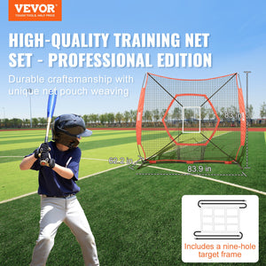 Baseball Practice Net | 7x7ft Portable Hitting, Pitching & Catching Net with Strike Zone | Softball & Baseball Trainer