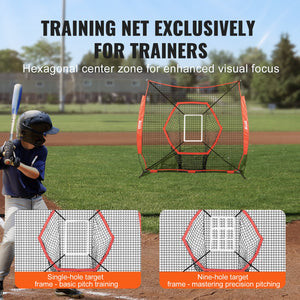 Baseball Practice Net | 7x7ft Portable Hitting, Pitching & Catching Net with Strike Zone | Softball & Baseball Trainer