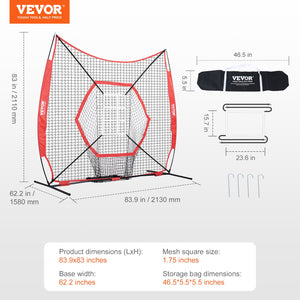 Baseball Practice Net | 7x7ft Portable Hitting, Pitching & Catching Net with Strike Zone | Softball & Baseball Trainer