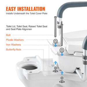 Raised Toilet Seat 88.9mm | Aluminum Handrail & EVA Padding | 136kg Capacity