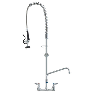 Commercial Faucet with Pre-Rinse Sprayer 47" | Wall Mount Kitchen Sink Tap with 12" Spout | Fits 1/2/3 Compartment Sinks
