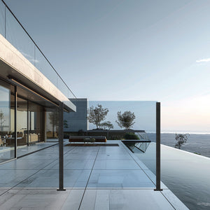 Glass Clamp 41.34" Height | 304 Stainless Steel Bracket for 10-12mm Glass | Balcony, Deck, Stair & Garden Railing Mount | Black