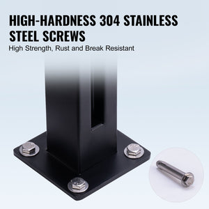 Glass Clamp Railing Bracket | 37.4"H for 0.39"–0.47" Glass Panels | Black Finish