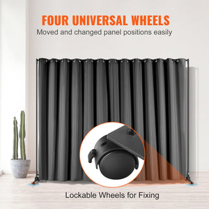 Portable Room Divider 8x10ft | Curtain Screen with Wheels | Black