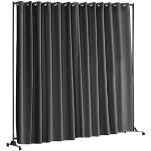 Portable Room Divider 8x10ft | Curtain Screen with Wheels | Black