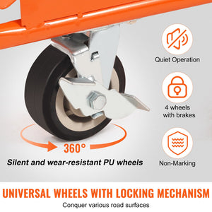 Drywall Cart 3000lbs Capacity | 45.28"x21.8" Deck | Heavy Duty Sheet Panel Dolly with 5" Swivel Wheels | For Garage, Warehouse & Construction Use