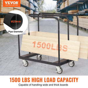 Drywall Cart 1500lbs Capacity | 36.02"x24.02" Deck | Heavy Duty Panel Dolly with 5" Swivel Wheels | For Sheetrock, Lumber & Panel Transport