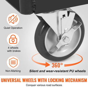 Drywall Cart 1500lbs Capacity | 36.02"x24.02" Deck | Heavy Duty Panel Dolly with 5" Swivel Wheels | For Sheetrock, Lumber & Panel Transport